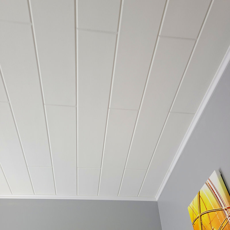 39.4'' L x 6.5'' W Smooth Polystyrene Glue Up Ceiling Tile In White