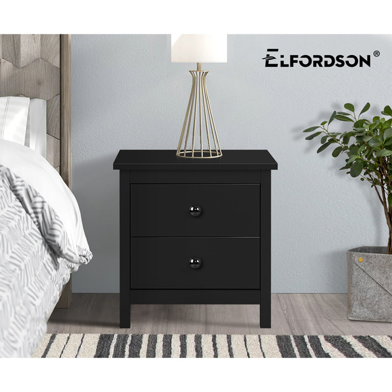 50 cm W Bedside Table, Black
