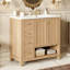 Meuble-lavabo 36 po avec comptoir d'évier, meuble-lavabo avec deux portes et deux tiroirs, bois massif, tablette ouverte, planches en MDF, deux ensembles, naturel