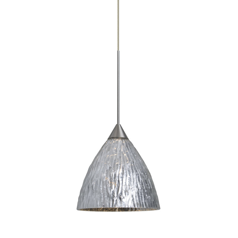Luminaire suspendu à 1 lumière Abbie-James, Nickel satiné, Argent pierre, Incandescent