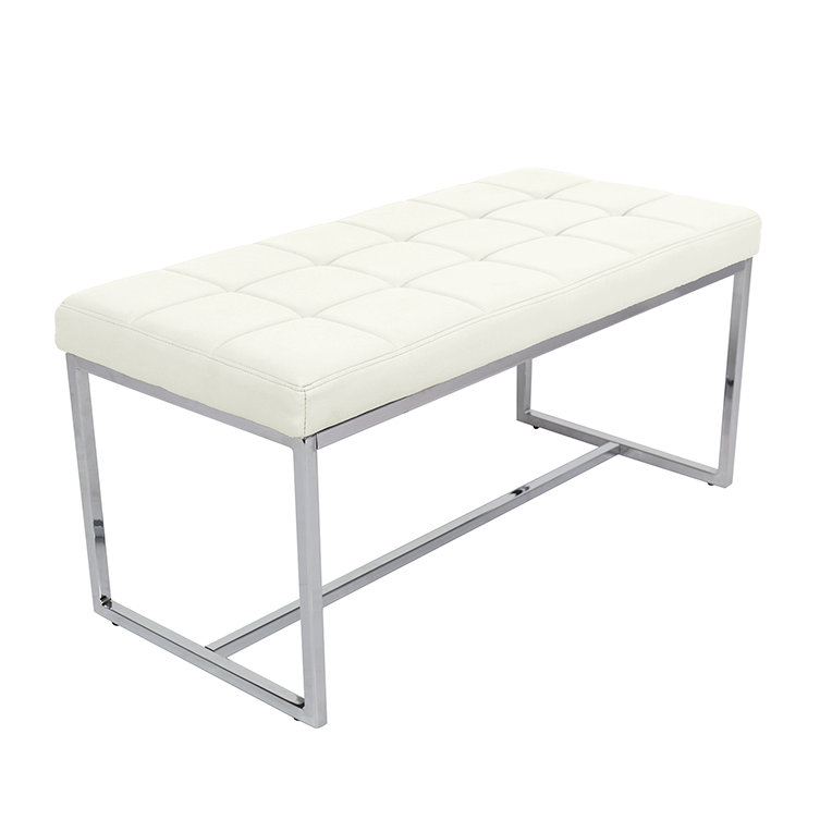 Loree Faux Leather Upholstered Bench, White