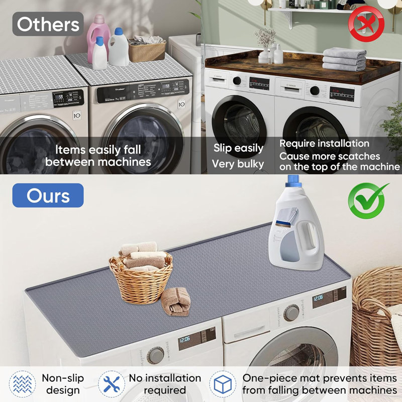 Non-Slip Silicone Washing And Dryer Countertop,Gray