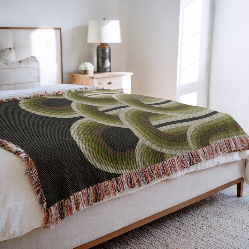 Jeté en mélange de coton Farni, L 80 po x l 60 po, Chartreuse