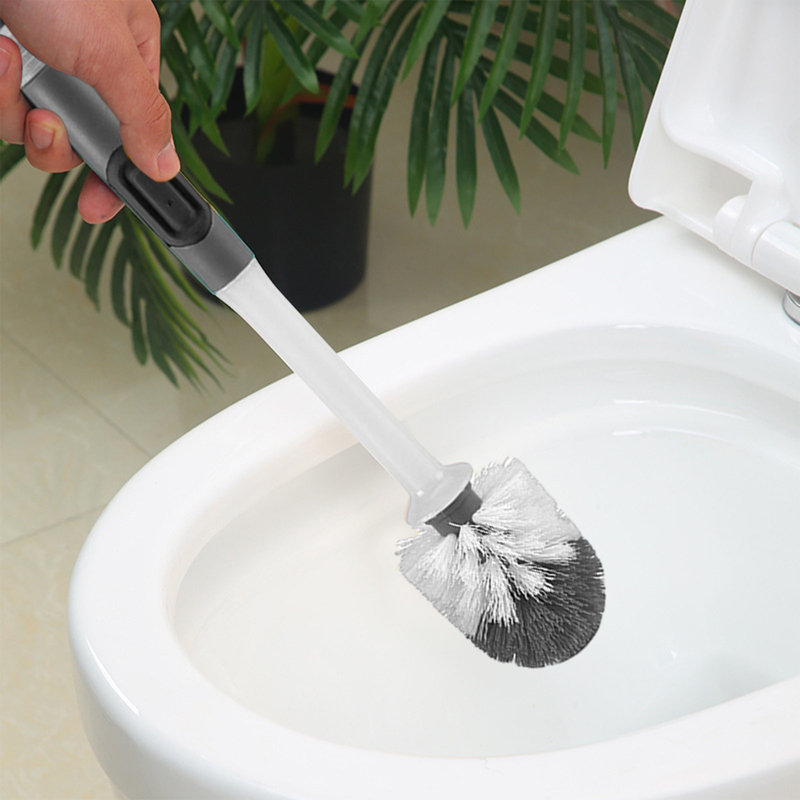 Brosse de toilette sur pied avec support de séchage ventilé, ensemble de brosses de nettoyage de cuve de salle de bain, gris 16,5 x 3,7 x 3,7