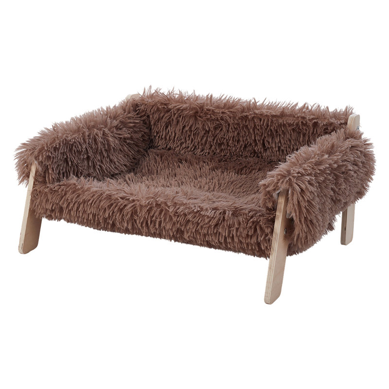 Faux Fur Pet Bed, 27cm H x 54.5cm W x 44cm D, Brown