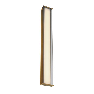 Wall Sconce, 42", Antique Brass, Smoked Glass