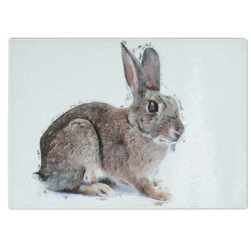 Tempered Glass Bunny Rabbit Chopping Board, 28.5 cm W x 20 cm L
