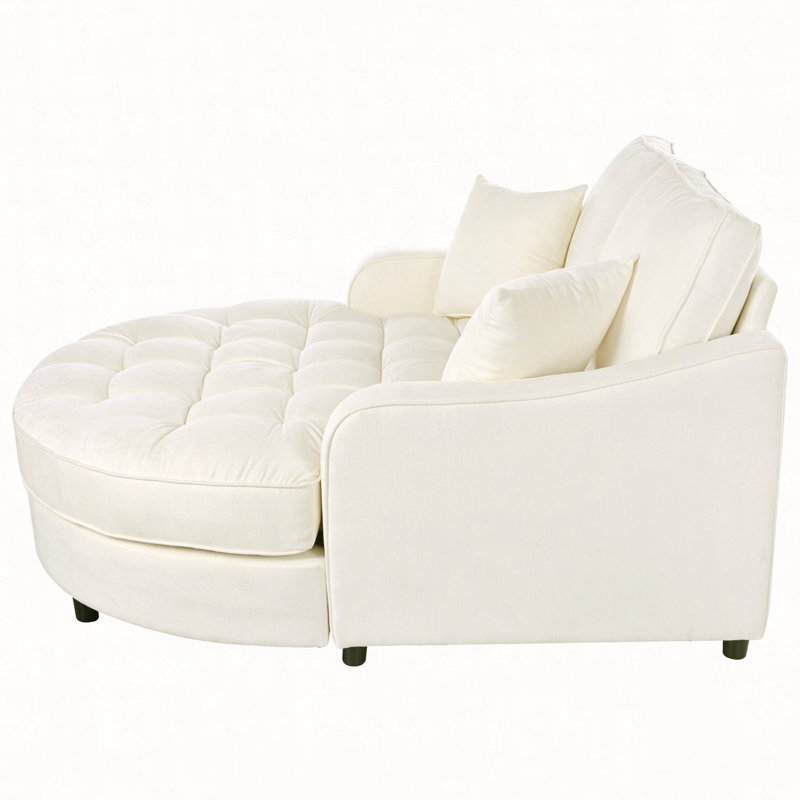 Canapé-lit de 55 po avec méridienne moderne, Chenille beige