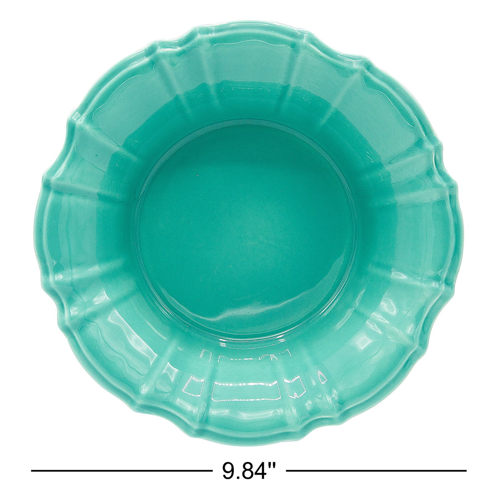 Chloe Ceramic Salad Bowl, Turquoise, 9.84"