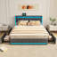 Estella Linen Upholstered Bed With LED Lighting And 4 Storage Drawers-775642170-775642148