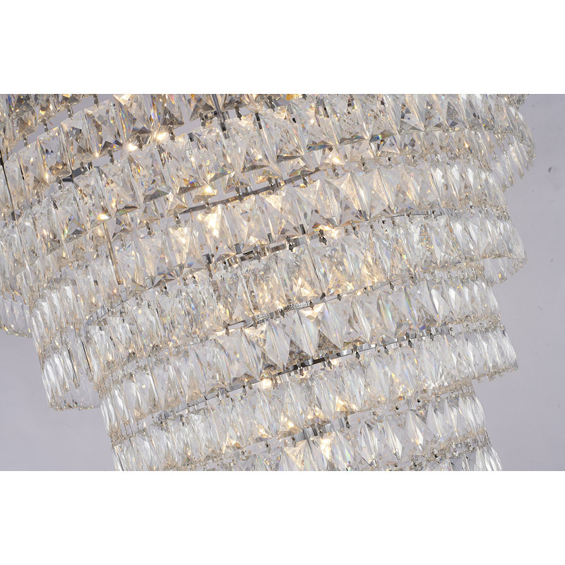 Lustre rond en cristal 32 lumières Transitional, Chrome