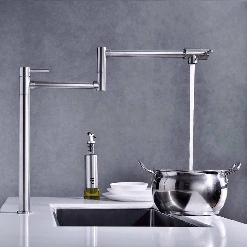 Robinet remplisseur de pot avec tige d'extension, Nickel brossé