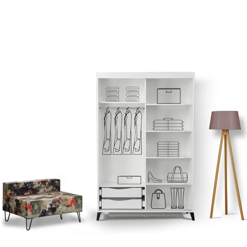 Armoire Suellen, H 85 po x l 59,06 po x P 23,6 po, Brillant / blanc