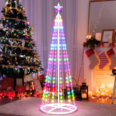 5Ft Led Christmas Light Cone Tree With Star Topper