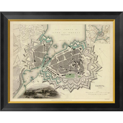 Geneva Switzerland 1841 Framed Graphic Art on Canvas