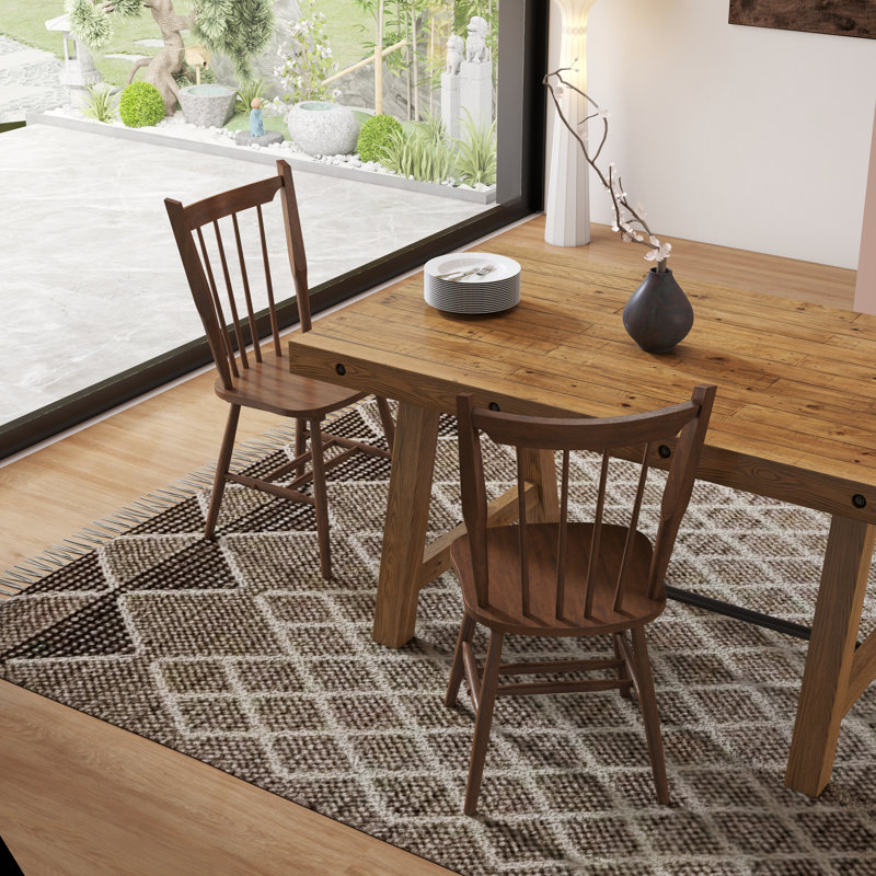 Mid-Century Solid Wood Windsor Chairs,Farmhouse Dining Chairs With Slat Back For Kitchen And Dining, Walnut