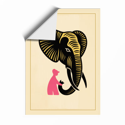 Figure Beneath Elephant Minimalist - Framed Print