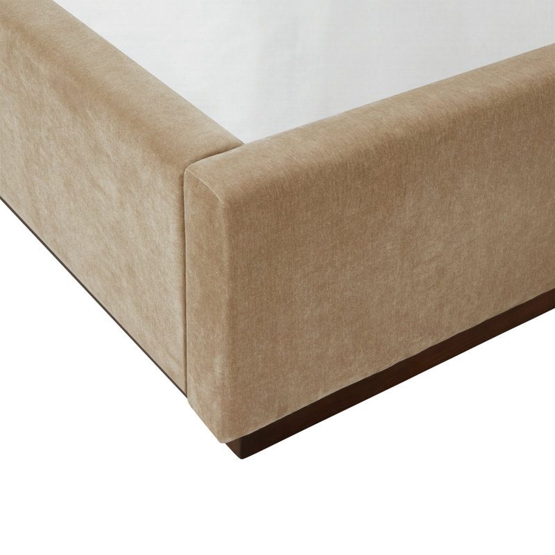 Harwich Upholstered Low Profile Platform Bed, King, Light Brown