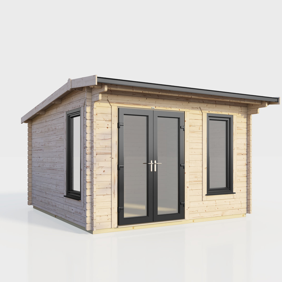 Powersheds 12 x 10ft Apex Log Cabin, Doors to the Left - 44mm