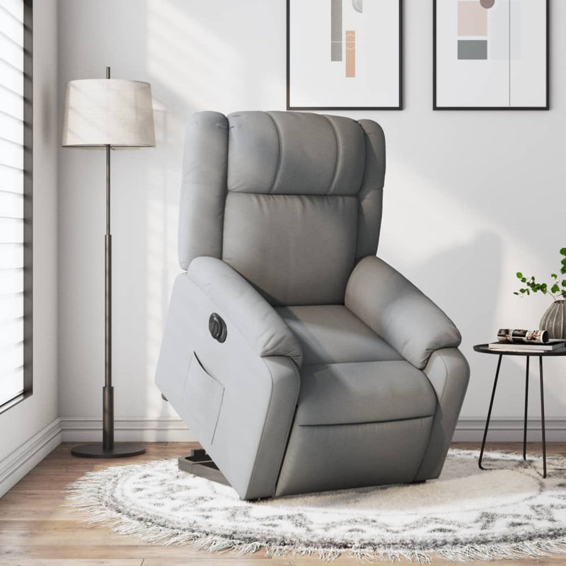 Upholstered Massage Chair, Grey Polyester, Power