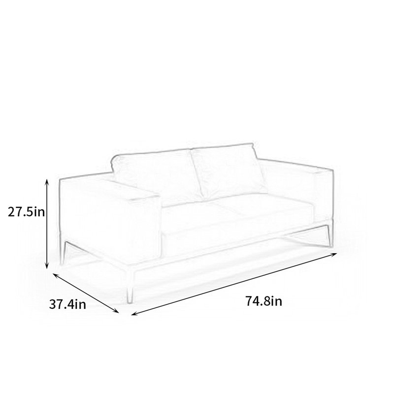 Outdoor Sofas 74.8'' Wide Rectangle Loveseat with Cushions