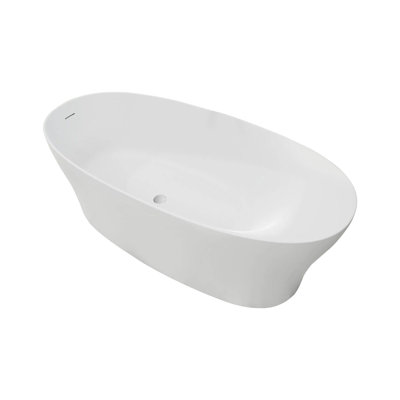 63" Freestanding Soaking Solid Surface Bathtub in White
