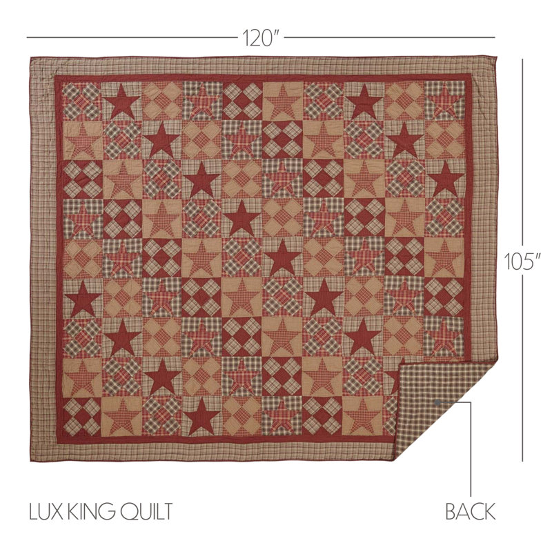 Courtepointe réversible en coton standard Dawson Star, Courtepointe très grande taille de luxe