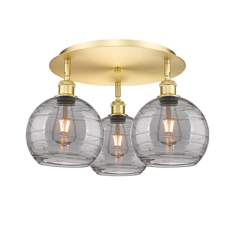 Essex Glass Flush Mount, Satin Gold, 10.88" H x 19.75" W x 19.75" D