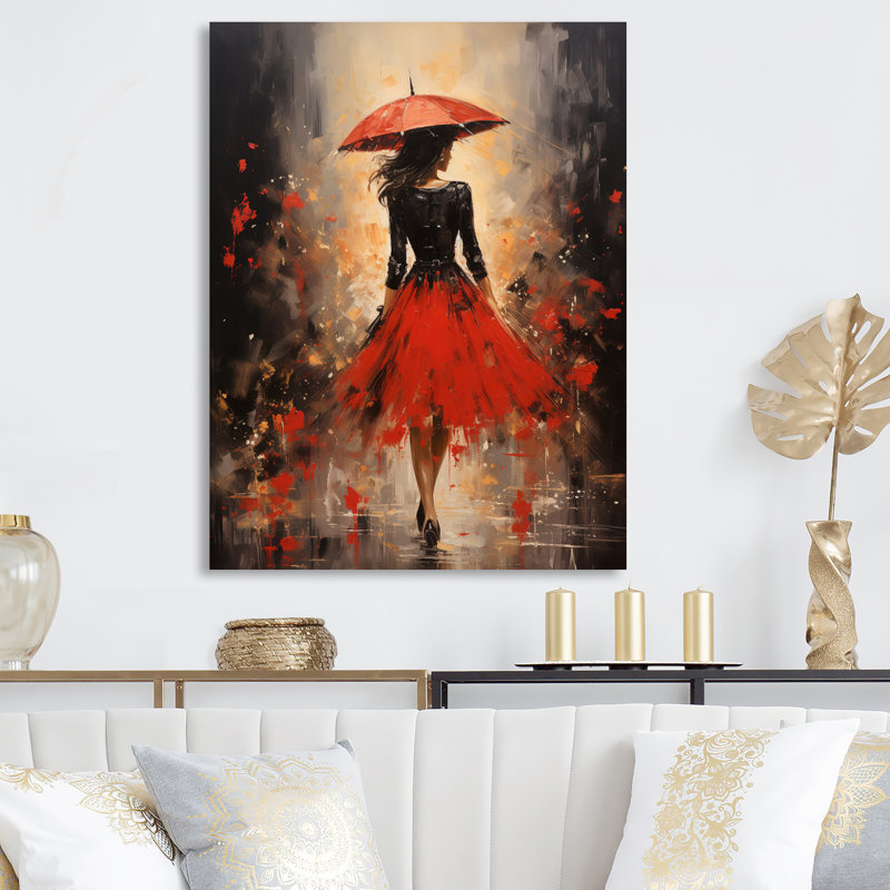 «Red Timeless Glamour Pointillism II», impression d'art mural en métal, H 20 po x l 12 po x P 1 po
