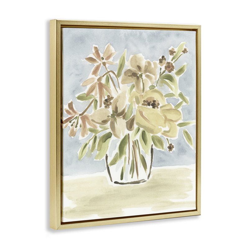 "Abstract Bungalow Bouquet", art par June Erica Vess, H 21 po x l 17 po, Cadre flottant gris lustré