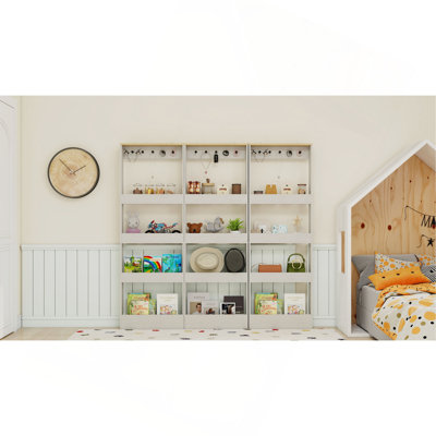 Bibliothèque de 69 po de hauteur avec 4 tablettes et 5 crochets, armoire de rangement étroite pour le salon, la chambre d'enfant, la salle d'étude, la cuisine et le couloir