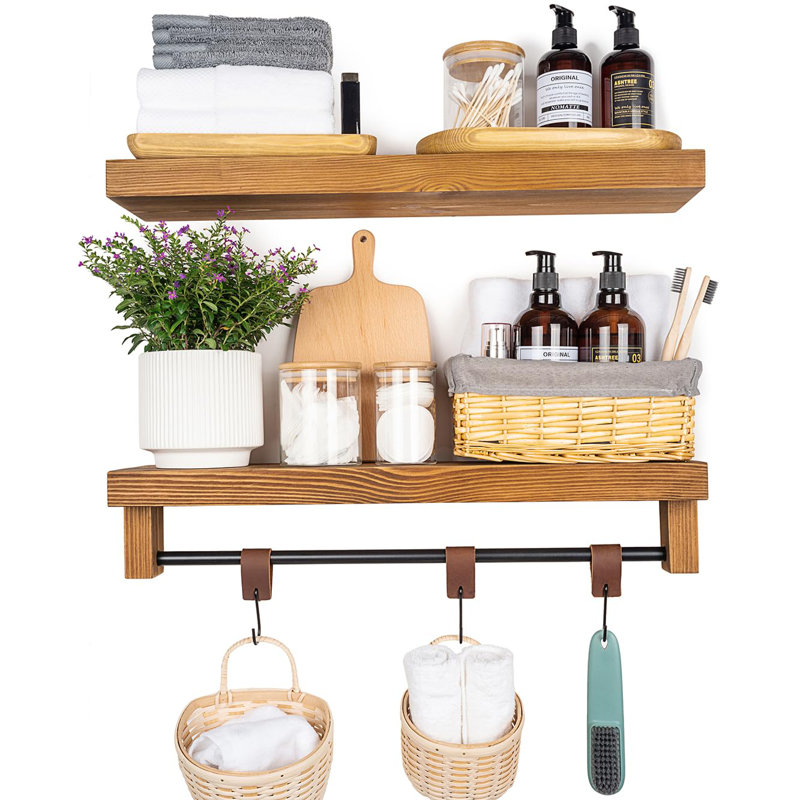 Gethyn Pine Floating Shelf, Golden Oak