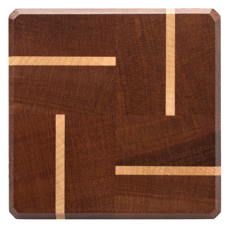 Geometric Wood Square 4 -Piece Coaster Set With Holder