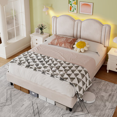 Bed Frame With Headboard,  Bed Frame With Led Lights by Mercer41