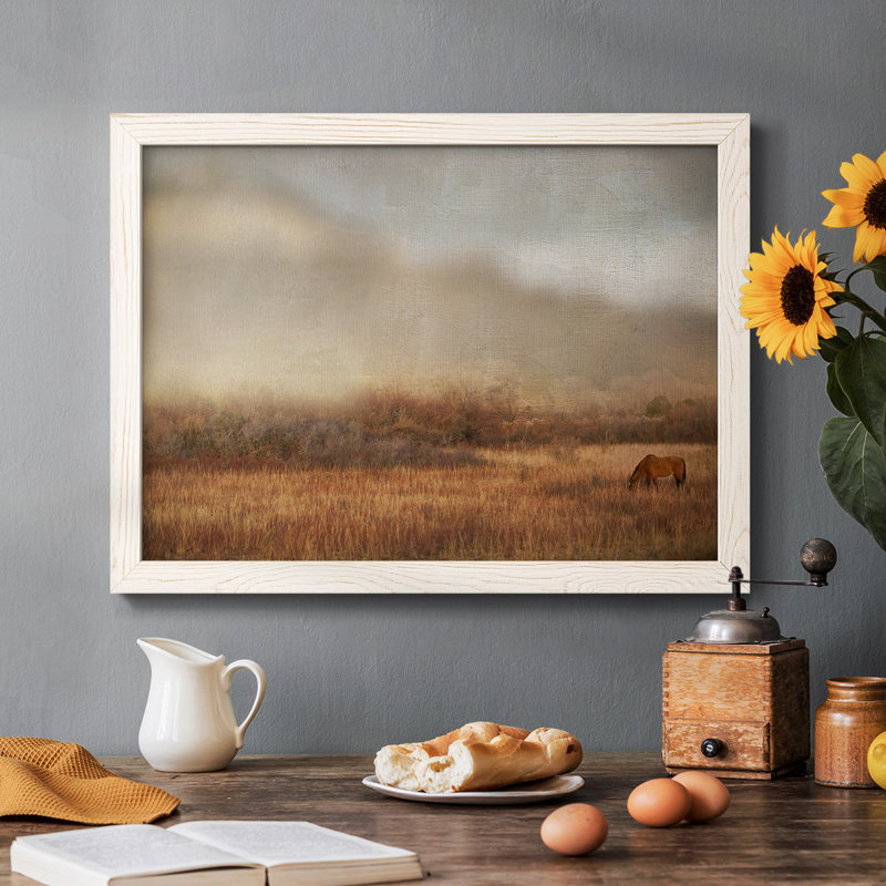 " Grazing At Sunset ", 28" H x 42" W x 1.5" D, White