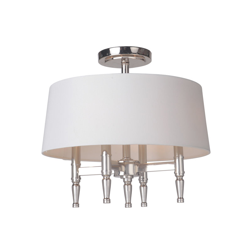 Quinlan Fabric Semi Flush Mount, Polished Nickel