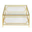 Table basse 33,5 "carrée en verre trempé, structure géométrique en métal avec tablette inférieure-130057891