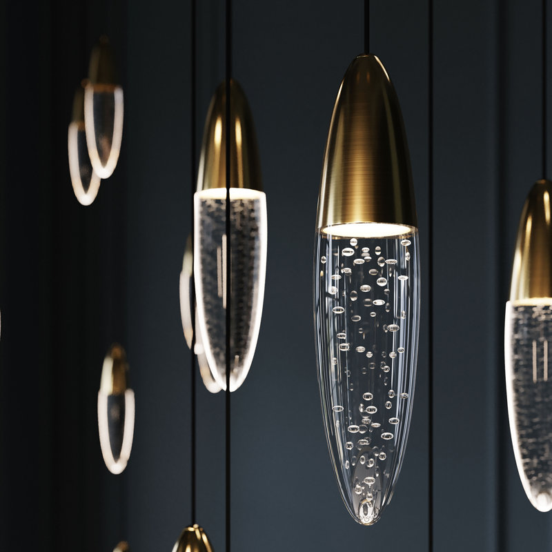 Sultana 9 - Light LED Pendant, Satin Brass/White