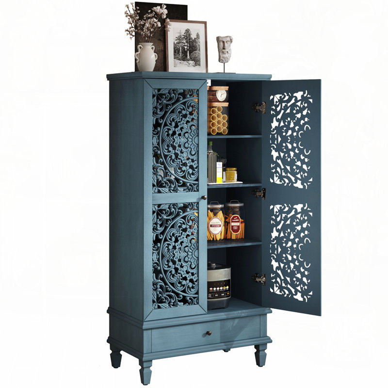 Storage Cabinet With Drawer, Blue