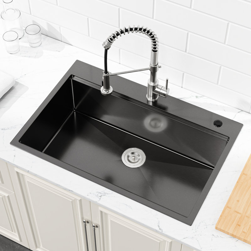 Black 33"X22" Kitchen Workstation Sink - Handmade Stainless Steel With User- Interface 304 Easy Maintenance