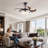 42" Black Modern Retractable Ceiling Fan with Light, Dimmable Remote Fandelier
