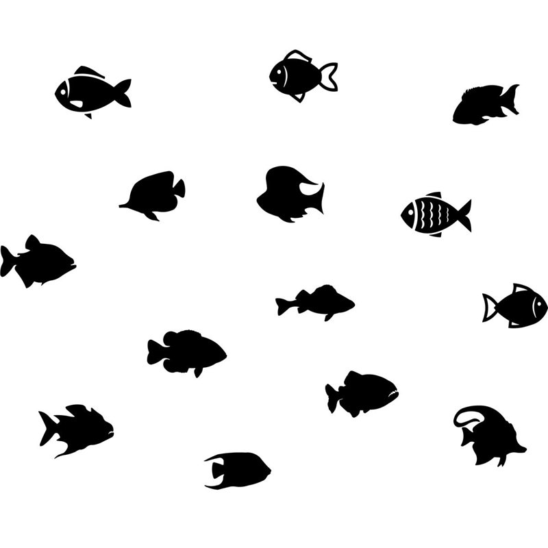 Décalcomanie murale "school of fish version 2" (ensemble de 14) Boley, Noir