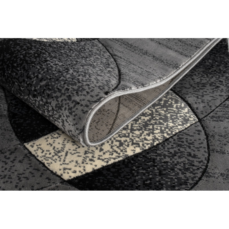 Tapis gris à motif abstrait Nekizia, Rectangle 2 pi 1 po x 3 pi 3 po