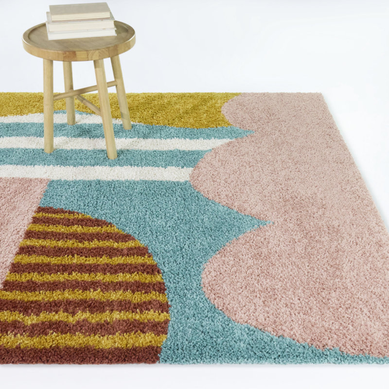 Kelli Multicolor Kids Modern Abstract Area Rug, Rectangle 4'4" x 6'
