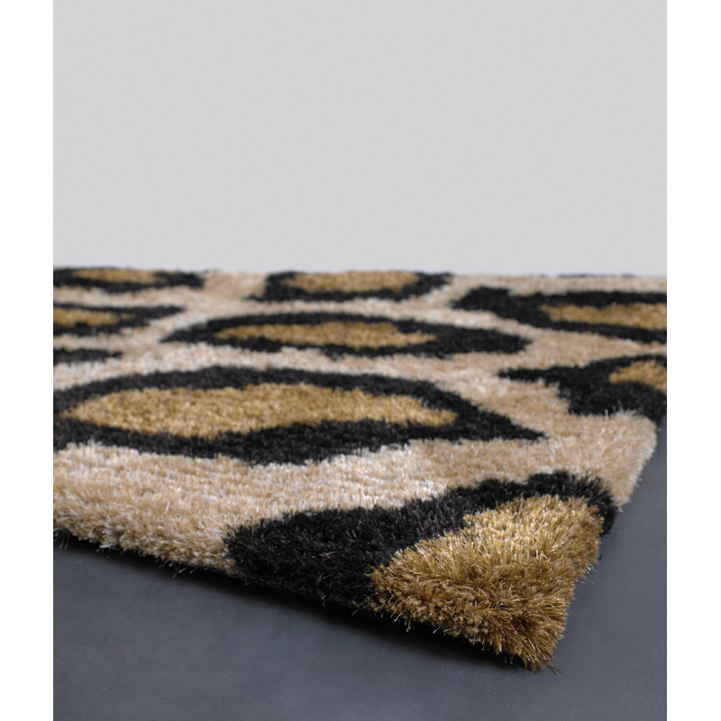 Tapis contemporain tissé à la main Amazon en brun clair / or / brun / noir, Rectangle 5 pi x 7 pi 6 po