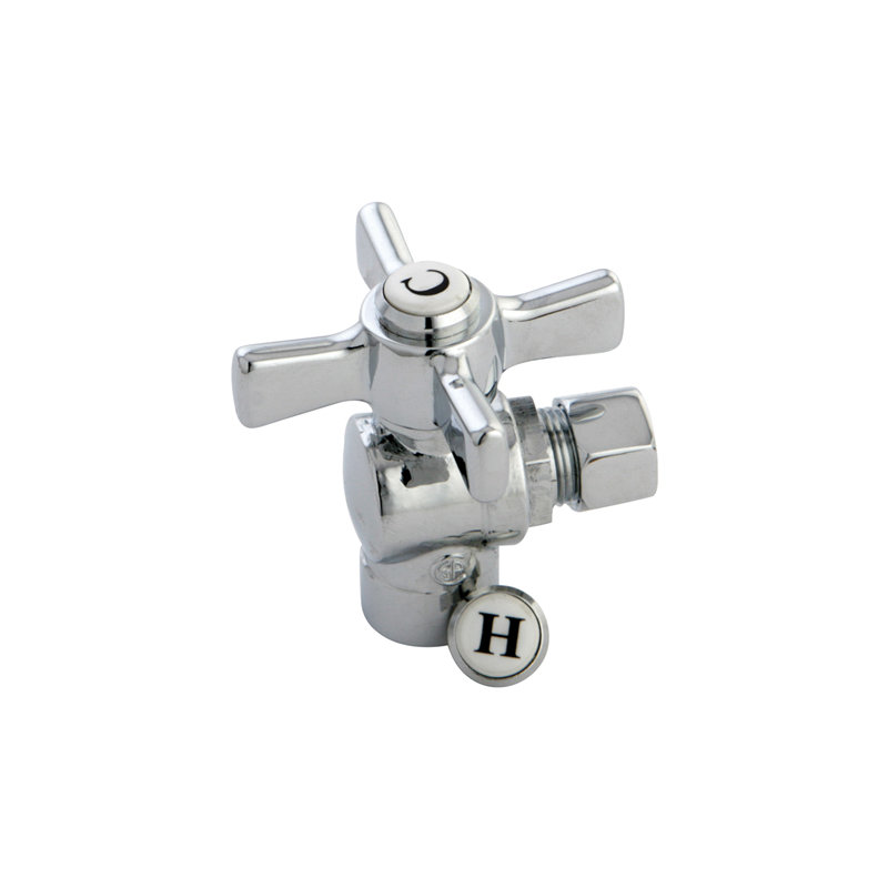 Kingston Brass Millennium 1/2-Inch Sweat x 3/8-Inch OD Comp Quarter-Turn Angle Stop Valve, Polished Chrome