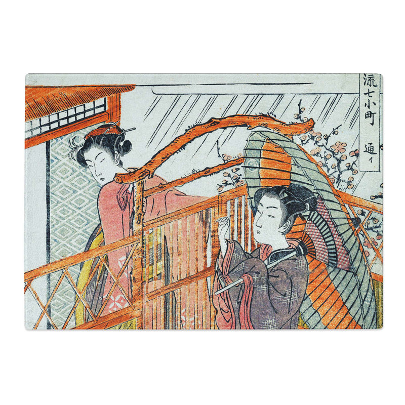 Tempered Glass Visiting by Isoda Koryusai Chopping Board, 28.5 cm x 20 cm