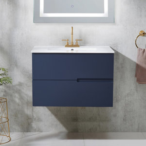 Eisele 36" Modern Blue Wall-Mounted Pull-free Single Bathroom Vanity (only vanity base)