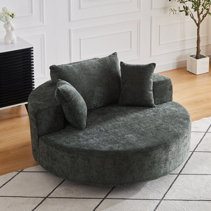 Chaise pivotante 55 po en chenille simple L, Chenille verte