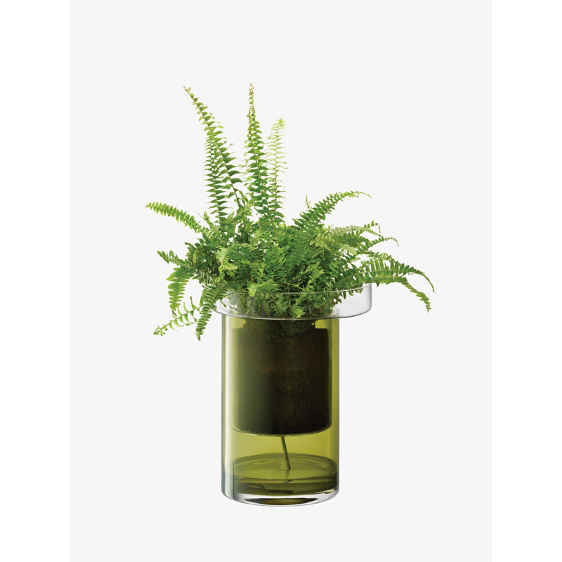 Balcony Round Glass Planter, 13.75" H x 10.25" W x 10.25" D